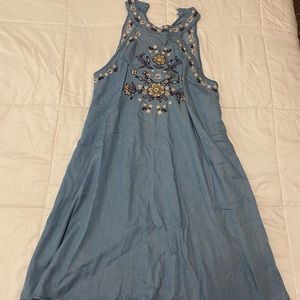 Denim Dress with Florals